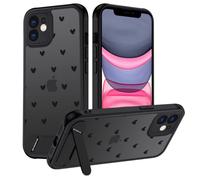 TUUTPU Cover per iPhone 11, Aesthetic Disegno Cuore Posteriore Custodia Traslucida Opaca Matte con Supporto Invisibile Sottile Antiurto Protettiva Militare Caso, Nero