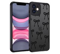 TUUTPU Cover per iPhone 11, Custodia Traslucida Opaca Matte con Aesthetic Disegno Fiocco Posteriore Hard PC con Bumper Silicone TPU Ultra Sottile Antiurto Protettiva Caso, Nero