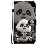 TUUTPU Cover per iPhone 15, Custodia a Libro Portafoglio in Pelle PU Slot Carte Flip Protettiva [Chiusura Magnetica] Supporto Stand Antiurto con Disegni Motivo Case, Orso del tè al latte