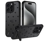 TUUTPU Cover per iPhone 15 Pro, Aesthetic Disegno Cuore Posteriore Custodia Traslucida Opaca Matte con Supporto Invisibile Sottile Antiurto Protettiva Militare Caso, Nero