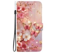TUUTPU Cover per iPhone 16, Custodia a Libro Portafoglio in Pelle PU Slot Carte Flip Protettiva [Chiusura Magnetica] Supporto Stand Antiurto con Disegni Motivo Case, FioreFarfallumina