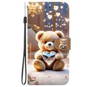 TUUTPU Cover per iPhone 16, Custodia a Libro Portafoglio in Pelle PU Slot Carte Flip Protettiva [Chiusura Magnetica] Supporto Stand Antiurto con Disegni Motivo Case, DiamanteOrso