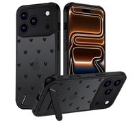 TUUTPU Cover per iPhone 17 Pro, Aesthetic Disegno Cuore Posteriore Custodia Traslucida Opaca Matte con Supporto Invisibile Sottile Antiurto Protettiva Militare Caso, Nero