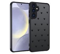 TUUTPU Cover per Samsung Galaxy S24, Custodia Traslucida Opaca Matte con Aesthetic Disegno Cuore Posteriore Hard PC con Bumper Silicone TPU Ultra Sottile Antiurto Protettiva Caso, Nero
