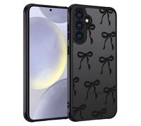 TUUTPU Cover per Samsung Galaxy S24, Custodia Traslucida Opaca Matte con Aesthetic Disegno Fiocco Posteriore Hard PC con Bumper Silicone TPU Ultra Sottile Antiurto Protettiva Caso, Nero