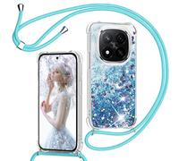TUUTPU Cover per Xiaomi Redmi Note 14 Pro 5G con Cordino, Custodia Brillantini con Collana Trasparente Silicone Antiurto Protettivo Sabbie Mobili Case per Cellulare Cordoncino, Oro Rosa