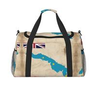 Tuvalu - Borsone da viaggio con stampa di mappa con tre stelle, borsa da palestra da donna, borsa da viaggio, borsa da viaggio per la notte, nero, Taglia unica