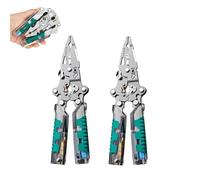 Tuvilo Electrical Pliers, 18 in 1 Foldable Wire Stripper, Multi-Tool Elettrician Pliers, Outdoorfun 8 in 1 Wire Stripper, Non-Slip Wire Stripping Scissors With Voltage Detector (Green, 2)