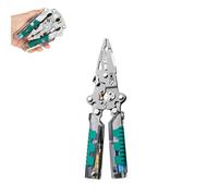 Tuvilo Electrical Pliers, 18 in 1 Foldable Wire Stripper, Multi-Tool Elettrician Pliers, Outdoorfun 8 in 1 Wire Stripper, Non-Slip Wire Stripping Scissors With Voltage Detector (Green, 1)