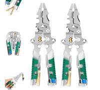 Tuvilo Electrical Pliers, Folding Stylus Screwdriver Wire Stripper, Built-In Voltage Tester Screwdriver, Cutting and Pulling Wires and Cables, Suitable for Electrician DIY Repairs (2pcs)
