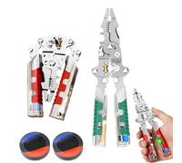Tuvilo Electrician Pliers with Wire Stripper & Voltage Tester, Foldable Alloy Steel Multitool, Insulated-Grip Handles for DIY Home Repair, Circuit Maintenance (2PCS-A+B)