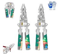 Tuvilo Electrician'S Pliers,Multi-Function Folding Contact Screwdriver Wire Stripper,Voltage Tester with Screwdriver at The Tail,Safe And Non-Slip,Suitable for Wire Cutting And Stripping (2PCS)