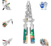 Tuvilo Electrician'S Pliers,Multi-Function Folding Contact Screwdriver Wire Stripper,Voltage Tester with Screwdriver at The Tail,Safe And Non-Slip,Suitable for Wire Cutting And Stripping (1PCS)