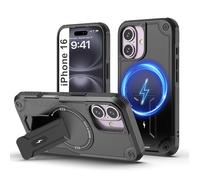 Tuvror Cover Magnetica per iPhone 16 [Compatibile con MagSafe] supporto Integrato, Supporto Protezione Militare Anticaduta, Cover Robusta Antishock per iPhone 16, Nero