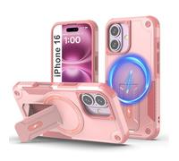 Tuvror Cover Magnetica per iPhone 16 [Compatibile con MagSafe] supporto Integrato, Supporto Protezione Militare Anticaduta, Cover Robusta Antishock per iPhone 16, Rosa