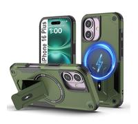Tuvror Cover Magnetica per iPhone 16 Plus [Compatibile con MagSafe] supporto Integrato, Supporto Protezione Militare Anticaduta, Cover Robusta Antishock per iPhone 16 Plus, Verde