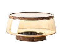 tuwiwol Vassoio per frutta con base e coperchio in legno. Elegante e versatile vassoio per frutta in vetro di acacia. Insalatiera. Ciotola vetro con base e scanalature, digitare+2