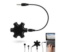 Tuwonwa 5 Jack Multi Cuffie Audio Splitter Distributore,Splitter audio con 6 porte e cavo 23 cm,Adattatore jack 6.3 3.5 universale,Riduttore da minijack a jack per cuffie