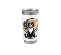 Tuxedo Cat Lover Moon Bicchiere termico in acciaio inox doppia parete