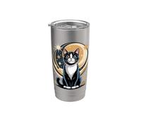 Tuxedo Cat Lover Moon Bicchiere termico in acciaio inox doppia parete