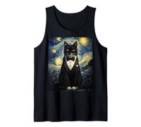 Tuxedo Cat Starry Night Van Gogh Inspired Painting Black Cat Canotta