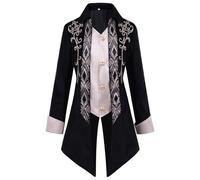 Tuxedo classico da uomo steampunk frack midi cappotto vittoriano cortile da passeggio retrò medievale giacca teatrale performance vestito pirata vampiro cosplay Halloween costume