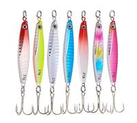 TUXIBIN Set di 7 Esche da Pesca, 21g, Esche da Pesca, in Metallo Cucchiai da Pesca con Piuma, spinnerbait, Esche con ami Alti, Artificiali Esche Set per Salmone, Trota, ecc.