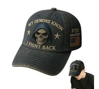 Tuxuseo Berretto da baseball da uomo | Cappello da coscienza PTSD | Cappello da baseball My Demons Know Fight Back | PTSD Mental Support Health - Cappelli da baseball in cotone vintage regolabili per
