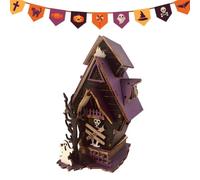Tuxuseo Casa di Halloween illuminata rustica | Decorazione per casa maledetta per casa, stanza, fattoria, sala da pranzo, caminetto, sala da festa