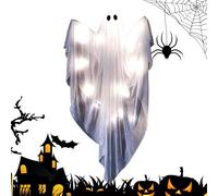 Tuxuseo Decorazioni Fantasma - Fantasma Luminoso Regolabile | Con Suoni Appendibili Figurine Statua Luminosa - Figure Appese per Esterni Casa Giardino Portico Finestra Notte Festa