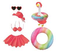 Tuxxjzm Abiti per oche da giardino | Abbigliamento per oche da prato - Bikini Anello da nuoto Occhiali da sole Cappello Statua Decorazione da giardino Arte del prato hawaiano per 58 cm Yard