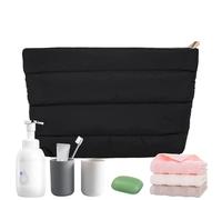 Tuxxjzm Astuccio per il trucco trapuntato, astuccio per il trucco quadrato, nuovo sacchetto imbottito di periferia casual, astuccio per il trucco, piccolo sacchetto trapuntato alla moda per, Nero , Se