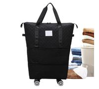 Tuxxjzm Borsa da Viaggio Pieghevole Borsa da Viaggio Pieghevole Espandibile Borsa da Viaggio Pieghevole con Ruote Valigia Grande Capacità per Genitori, Viaggi d'affari, Campeggio Donna, Nero , Se