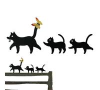 Tuxxjzm Decorazione da giardino in metallo a forma di gatto, con sagome di gatti, pali in metallo, decorazioni da giardino, resistenti alle intemperie, set di 3 statue da giardino per gli amanti dei