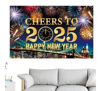 Tuxxjzm Happy New Year Banner - Happy New Year Banner Decorations, colorato festa a tema 70 x 43 pollici NYE banner, feste decorazioni sfondo
