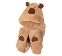 Tuxxjzm Sciarpa invernale con cappuccio,Sciarpa con cappuccio con guanti | Cappello sciarpa in peluche con guanti Capybara - Set di guanti per sciarpa con cappuccio caldo, cappello spesso in peluche