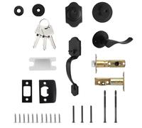 Tuxxjzm Set di pomelli e catenacci per porta anteriore, antifurto, con catenaccio, per la casa per ingresso, balcone, bagno, patio, cortile, esterno