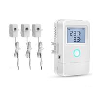 Tuya - Contatore di corrente intelligente WiFi a 3 canali, 100 A per canale, display LCD, telecomando con relè da 16 A, monitoraggio della temperatura e allarme, ignifugo V0, per app Tuya Smart/Smart