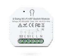 Tuya Mini Interruttore 2 Canali Smart WiFi ed RF433 con Telecomando incluso
