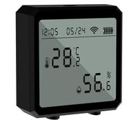Tuya Sensore di umidità della temperatura Smart Home Termoigrometro Display digitale Termometro Monitor Orologio della stazione meteorologica(Noir)