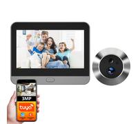 Tuya Smart 3MP 140° Ampio Angolo di Visione Mini Spioncino Digitale Eye Viewer WiFi IR Rilevamento PIR Campanello Videocamera per porte Alexa Google Door Camera