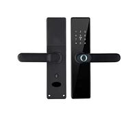 Tuya Smart Door Lock Fingerprint Password IC Card Keyless Sblocco remoto Usa batteria AA Supporto Voce in 8 lingue Installazione semplice fai da te(22x220 R,Noir)
