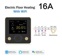 Tuya Smart Home Termostato Wifi per cavo di riscaldamento a pavimento regolatore di temperatura 220V Termostato 16A Alexa Google Assistant Black R9W716