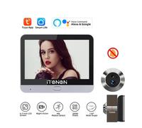 Tuya Smart Security Home Porta digitale Peephol con schermo da 4,3 pollici 3MP Wireless 2.4G Wifi Video Eye Door Camera Microfono incorporato Silver(with Alexa)