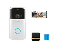 Tuya Smart Video Campanello Videocamera Citofono Campanello for porta senza fili for esterni Movimento for la protezione della sicurezza residenziale(White)
