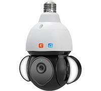 TUYA Telecamera Di Sicurezza A Lampadina, Telecamera IP Panoramica E27 Pan/Tilt, Telecamera Di Sorveglianza Wifi 5MP Con Allarme Rilevamento Di Movimento Visione Notturna Parlare Bidirezionale