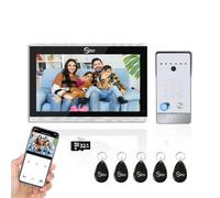 Tuya - Videocitofono con schermo touch screen da 10 pollici, con campanello Wired 1080P, sblocco 5 in 1, supporto impronte digitali, carte RFID, password, per casa villa, bianco