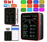 Tuya WiFi 15 in 1 Monitor della qualità dell'aria Display TFT per uso domestico CO CO2 HCHO TVOC AQI PM0.3 PM2.5 PM10 Tester Rilevatore di anidride carbonica