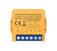 Tuya WiFi Dimmer Modulo 2CH Controllo Luci LED Interruttore Dimmerabile Regolazione Continua + Controllo Vocale