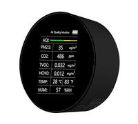 Tuya WiFi Rilevatore Di Qualità Aria 7 In 1 PM2.5 TVOC CO2 HCHO Umidità Di Temperatura Rilevatore AQI Home Office Monitor Della Qualità Aria For Auto Facile Da Usare(Black-No WiFi)